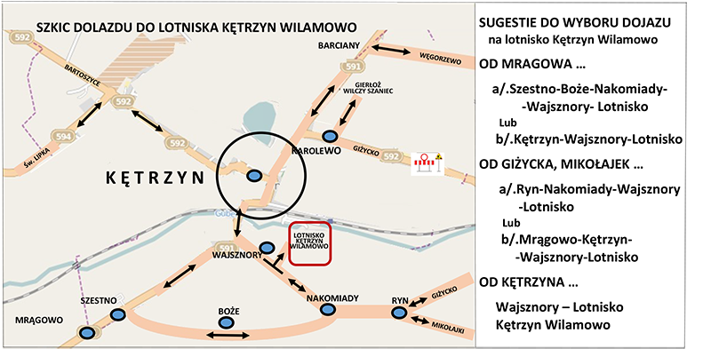 Szkic dojazdu do lotniska Wilamowo